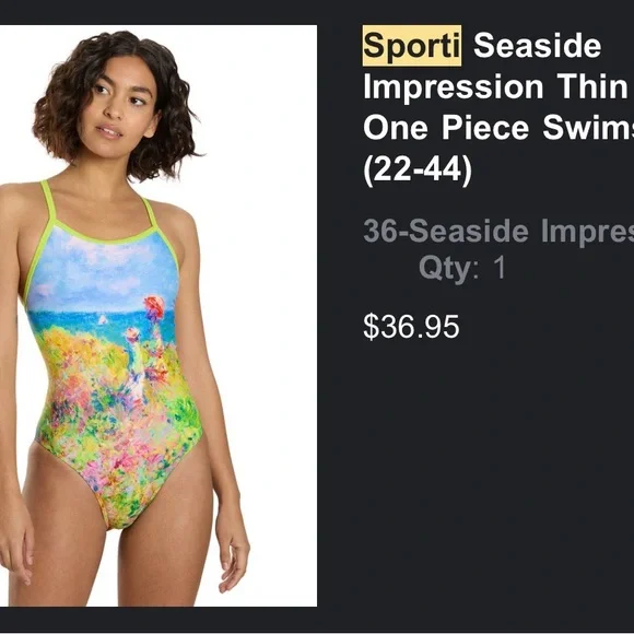 Monet / Impressionist Women's One-Piece Swimsuit - Picture 7 of 7